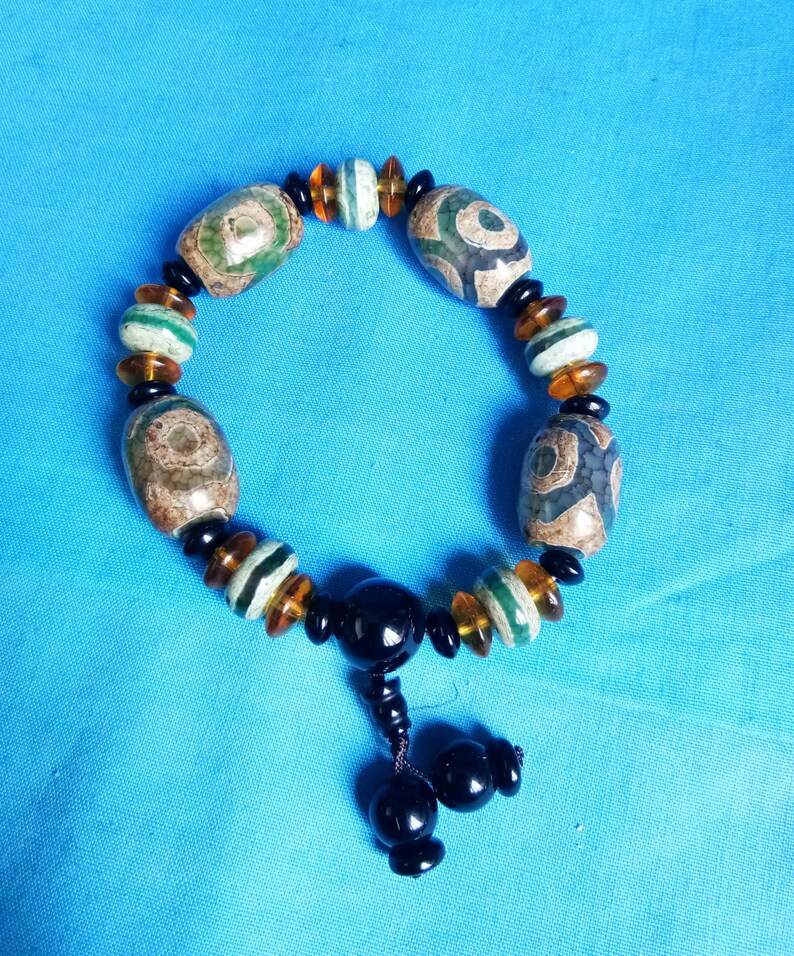China Tibet sky beads handmade braceletsThree eyes agate sky beads K231