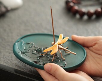 Creative incense holder incense holder home aromatherapy burner, alloy dragonfly Zen incense burner