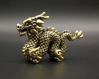 Handmade Brass Tea Pet Dragon Statue, Pure Copper Solid Home Decoration Ornament