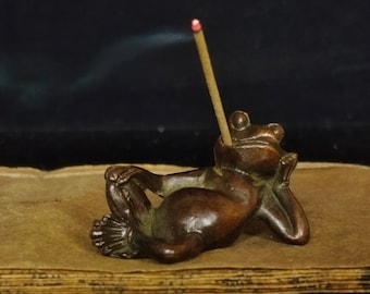 Pure copper frog incense stick, home desktop burning rack, creative and cute ornaments