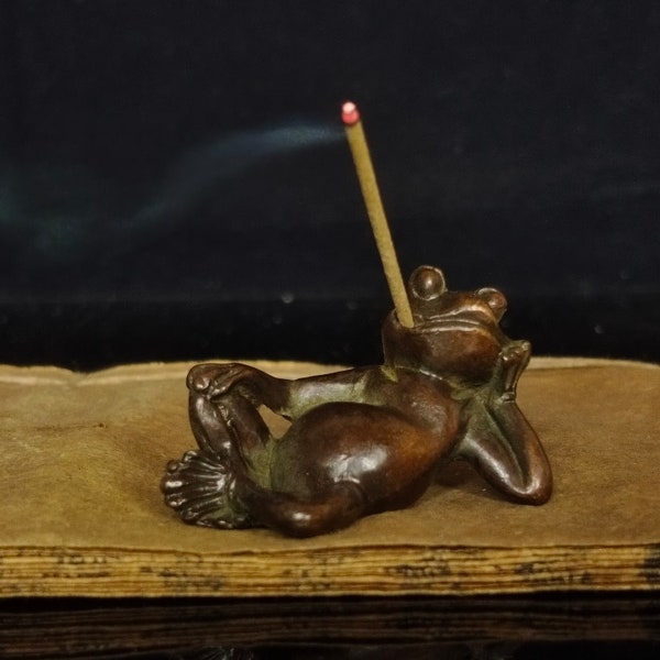 Bâton d'encens grenouille en cuivre pur, support de bureau pour la maison, ornements créatifs et mignons