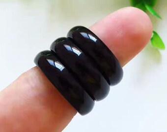 8mm Natural Obsidian Couple Ring 【USA 9-11】L608