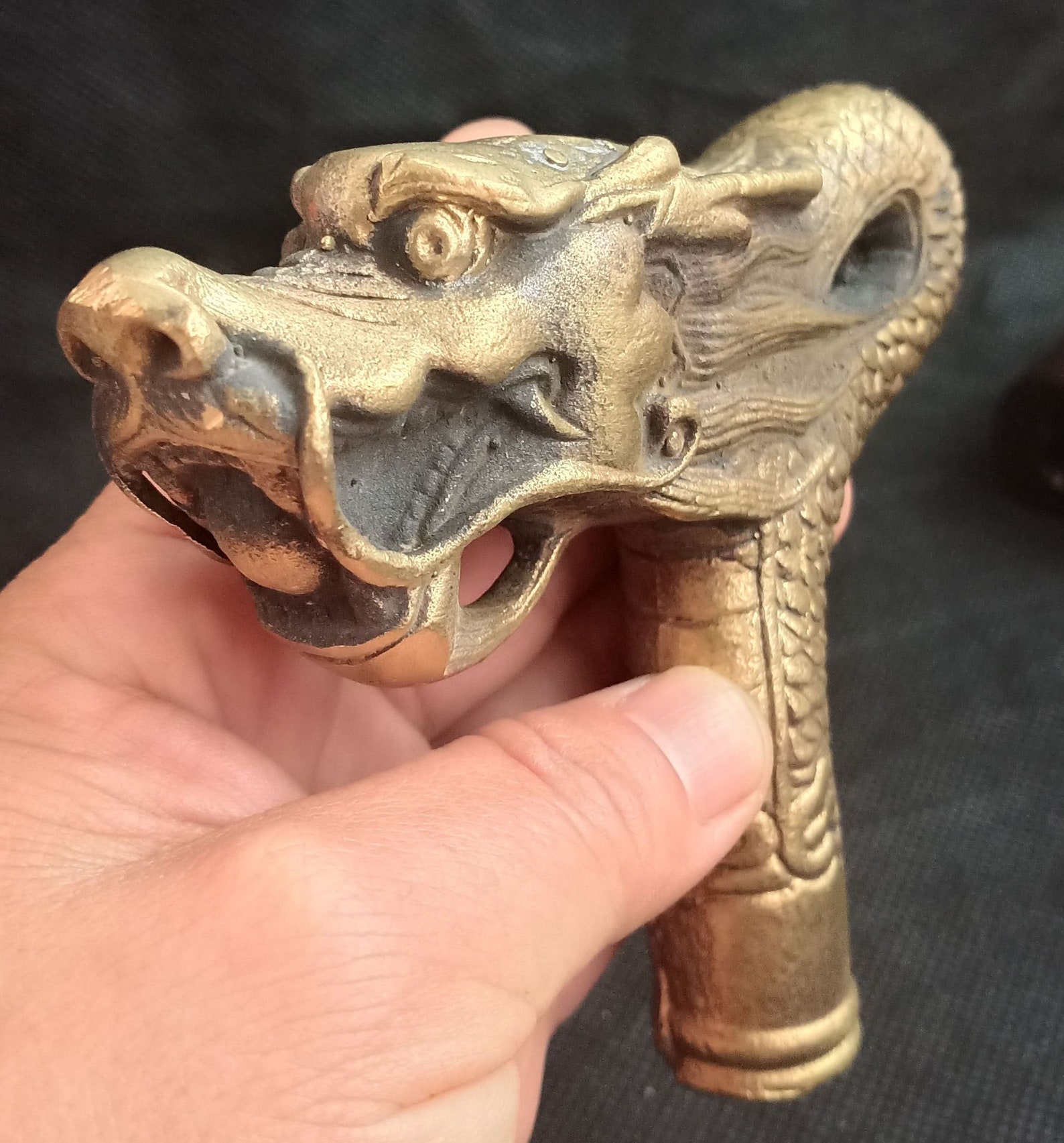 Chinese Vintage Brass Hand Carved Dragon Head Cane Head Old Etsy