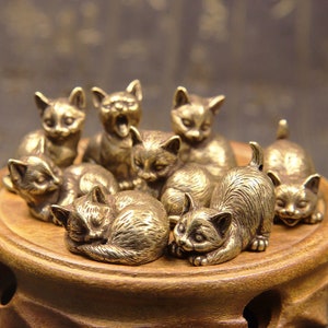 8 kinds of handmade solid brass cat tea pet ornaments/home desktop creative cute decorations