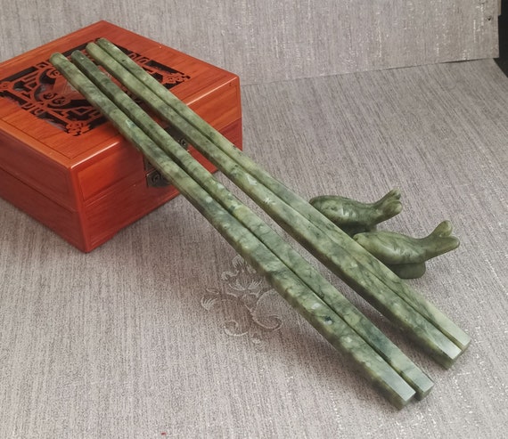 Kitchen Gifts Two Pairs Perfect Condition Natural Color Natural China Jade Chopsticks