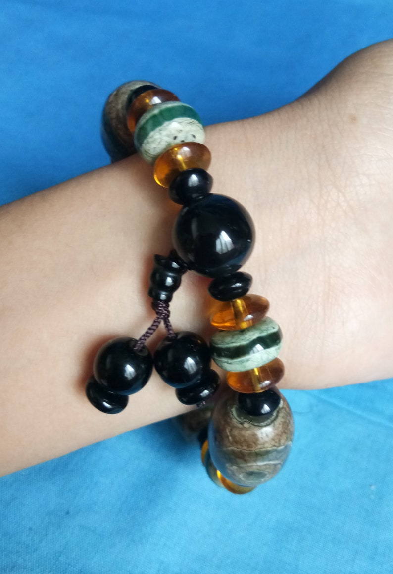 China Tibet sky beads handmade braceletsThree eyes agate sky beads K231