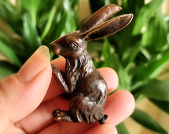 Pure Copper Tea Pet little rabbit Sculpture/Home Desk Ornament A831