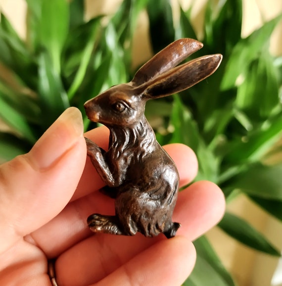 Pure Copper Tea Pet Little Rabbit Sculpture/home Desk Ornament A831 