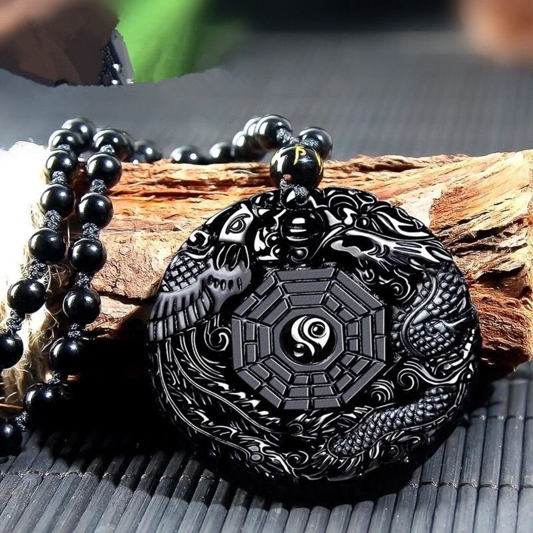 Obsidian dragon online and phoenix pendant
