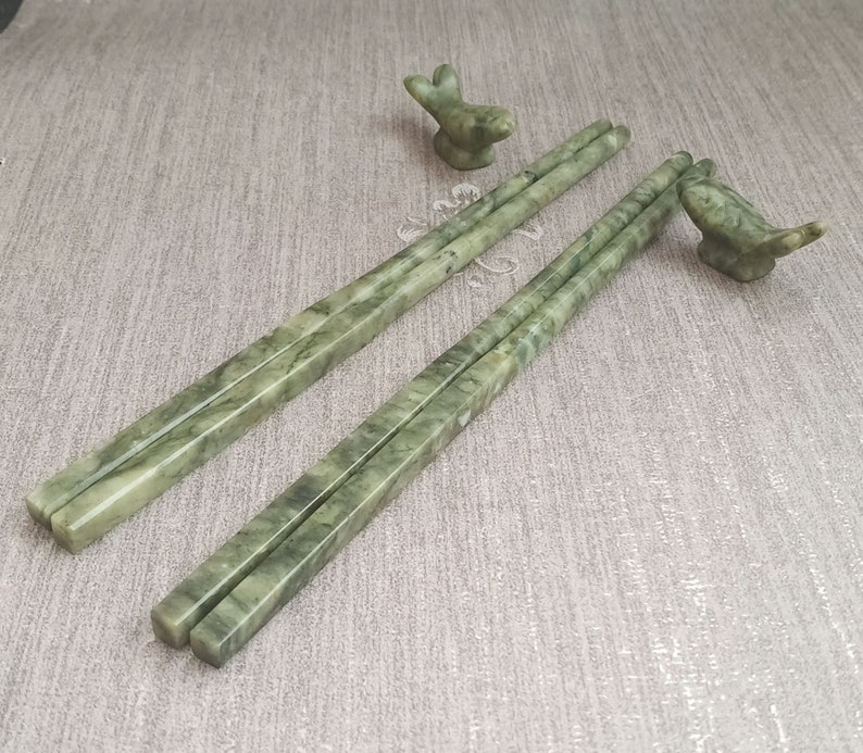 China Natural Jade Chopsticks / Fish Stop / Two Pairs Natural Etsy
