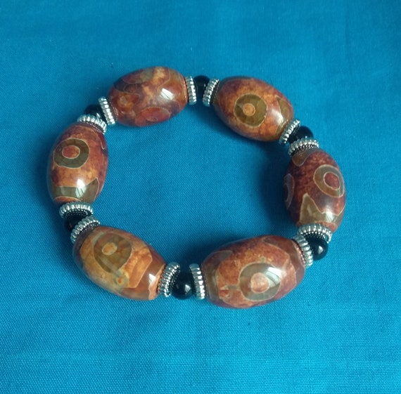 old China Handmade natural Ox horn God of wealth Bracelets