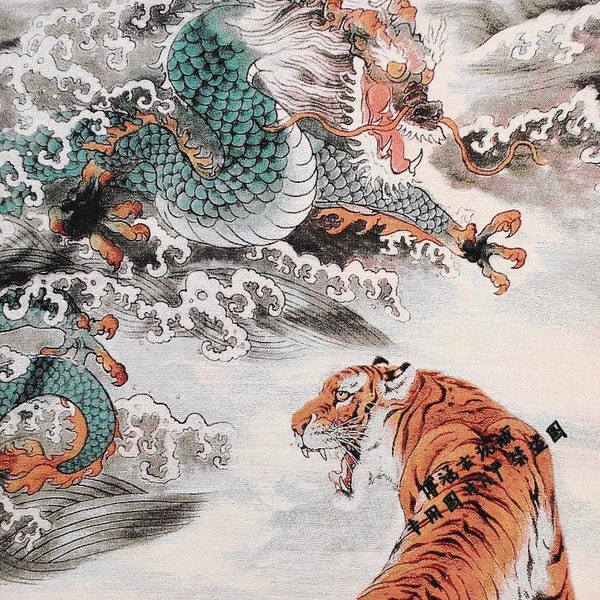 Peinture de thangka népalaise du Tibet, broderie de soie, peinture de brocart, peinture de décoration murale dragon tigre