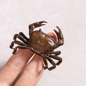 Hand-made lucky crab statues, pure copper solid tea pet ornaments. A638