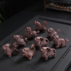 China Yixing Zisha Tea Pet Decorations ‘‘Nine Children of the Dragon’’ Personalized Home Office Decorations