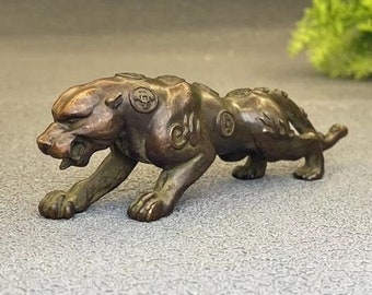 Solid copper tea pet leopard statue/home office craft gift ornaments/