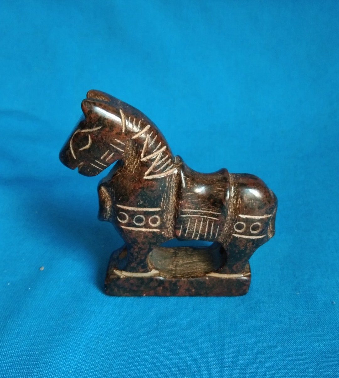 Vintage Chinese Jade Horse Statue K446 Etsy