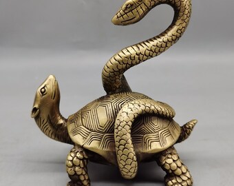 mens gift energy animal sculpture north Turtle feng shui art object bronze carry art talisman anniversary hand sculpture