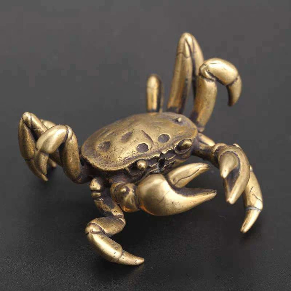 Handmade Lucky Crab Statues Pure Copper Solid Tea Pet Etsy