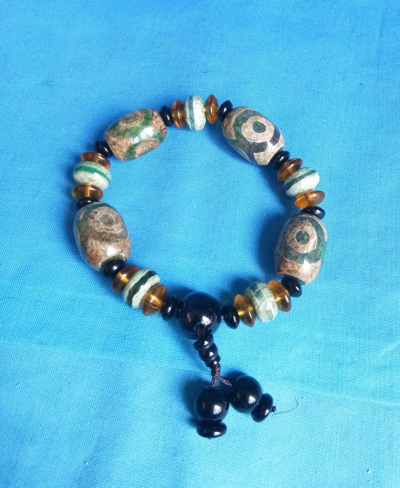 China Tibet sky beads handmade braceletsThree eyes agate sky beads K231