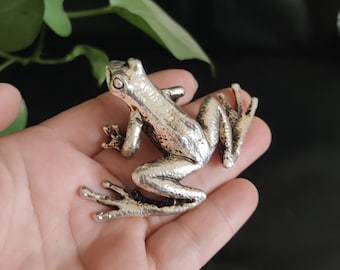 Handmade white copper tea pet frog statue/home desktop decoration  A772