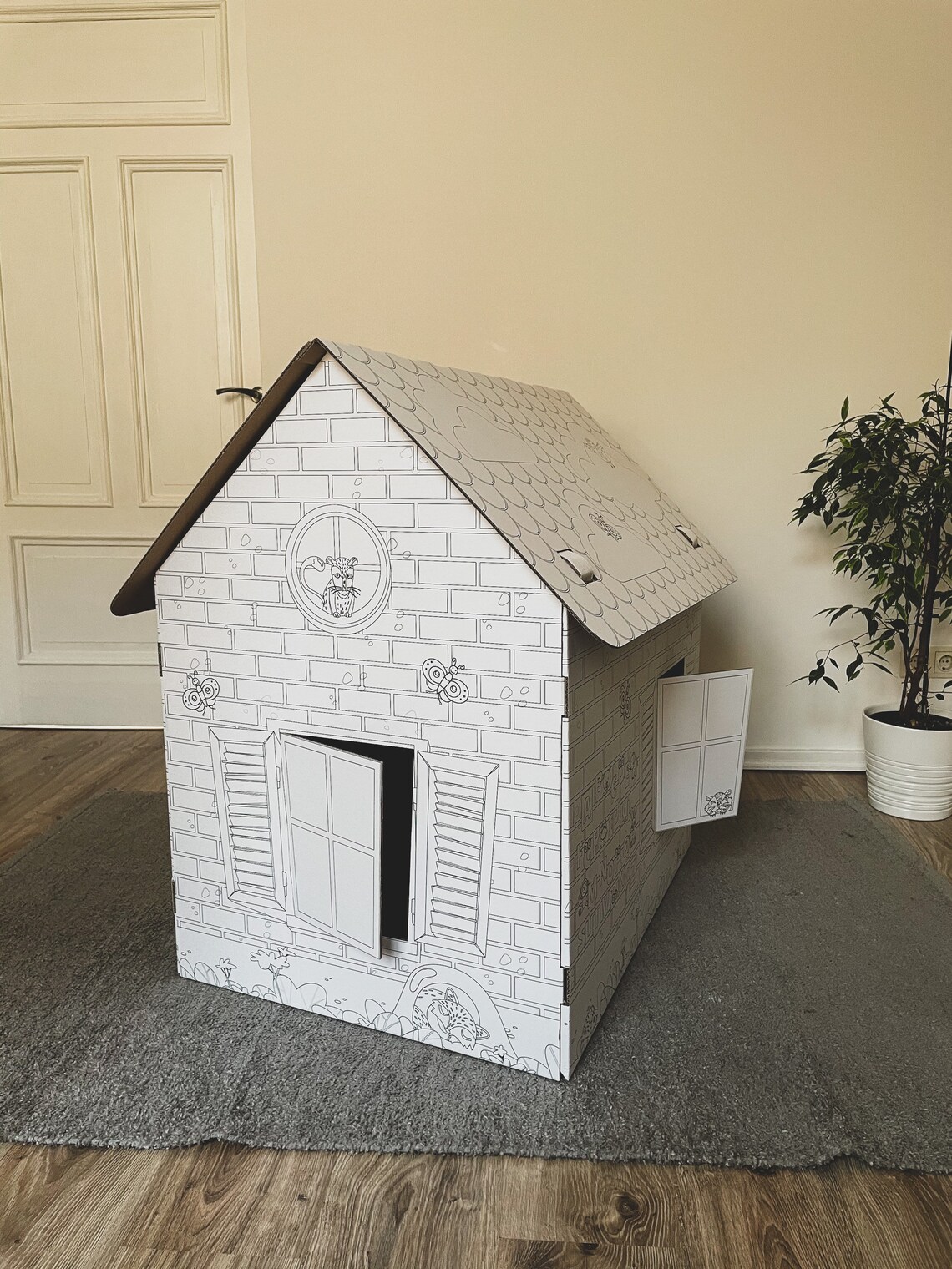 Color Your Own Playhouse Kids Coloring House Kids Art for Etsy