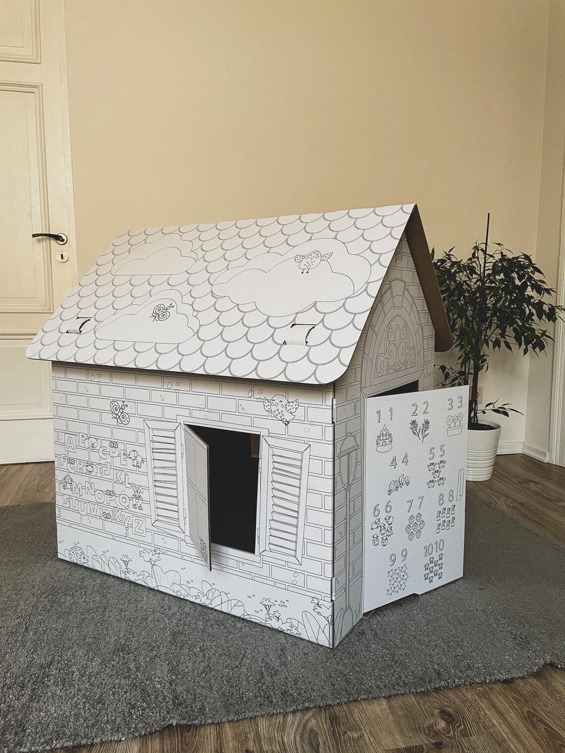 Color Your Own Playhouse Kids Coloring House Kids Art for Etsy