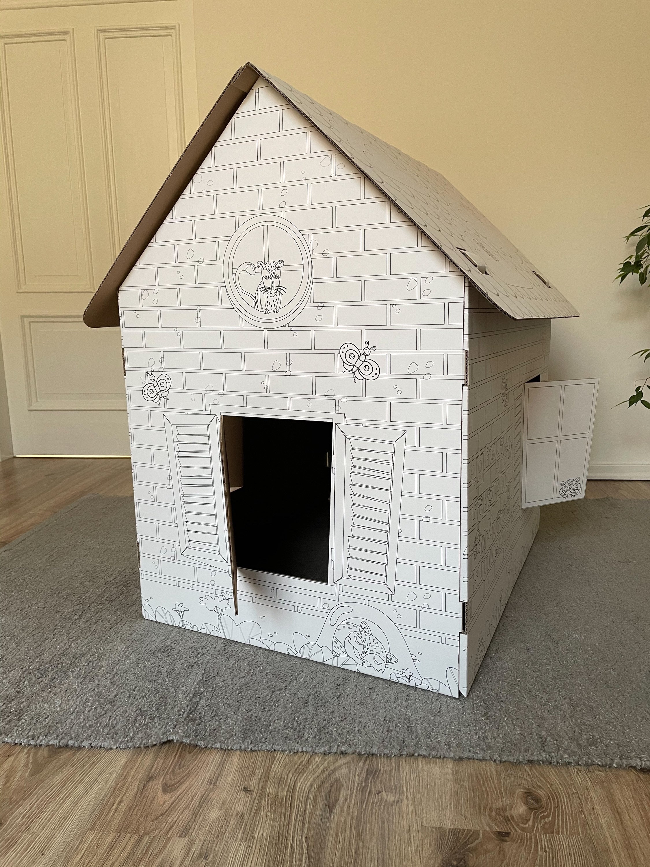 Color Your Own Playhouse Kids Coloring House Kids Art for Etsy