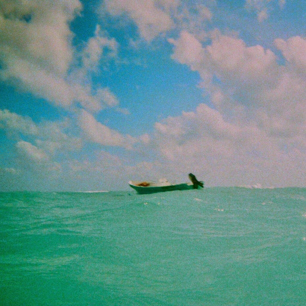 Ocean Serenity Film Photograph, Turquoise Waters Tranquil Boat, Coastal Decor, Nautical Wall Art, Analogue Photo, 35 mm, Kodak Portra 400