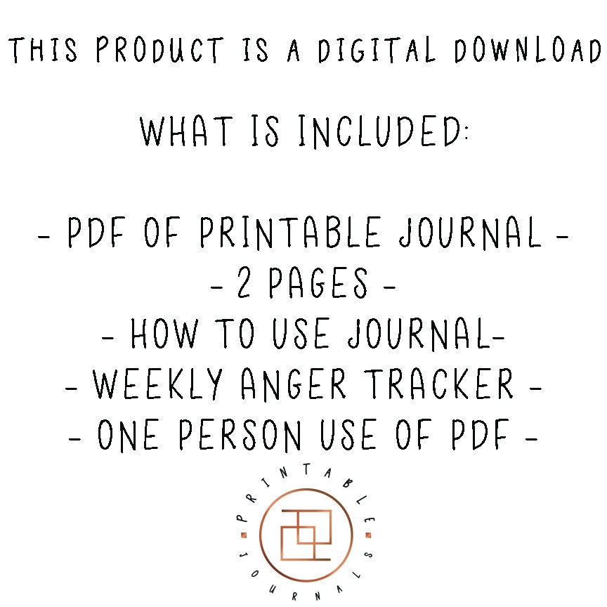 Weekly Anger Tracker Printable Journal Single Person Use - Etsy