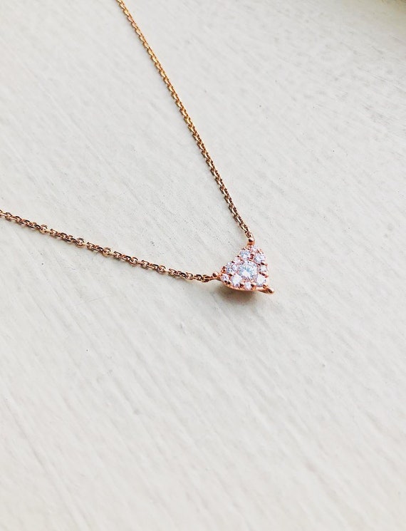 14k Rose Gold Diamond Heart Small Necklace Pendant 53 Carat Real