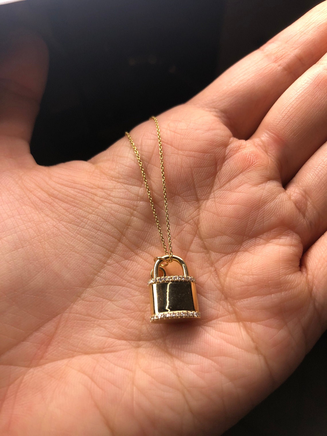 Heavy 14k Solid Yellow Gold Lock Pendant Lock and Key Etsy