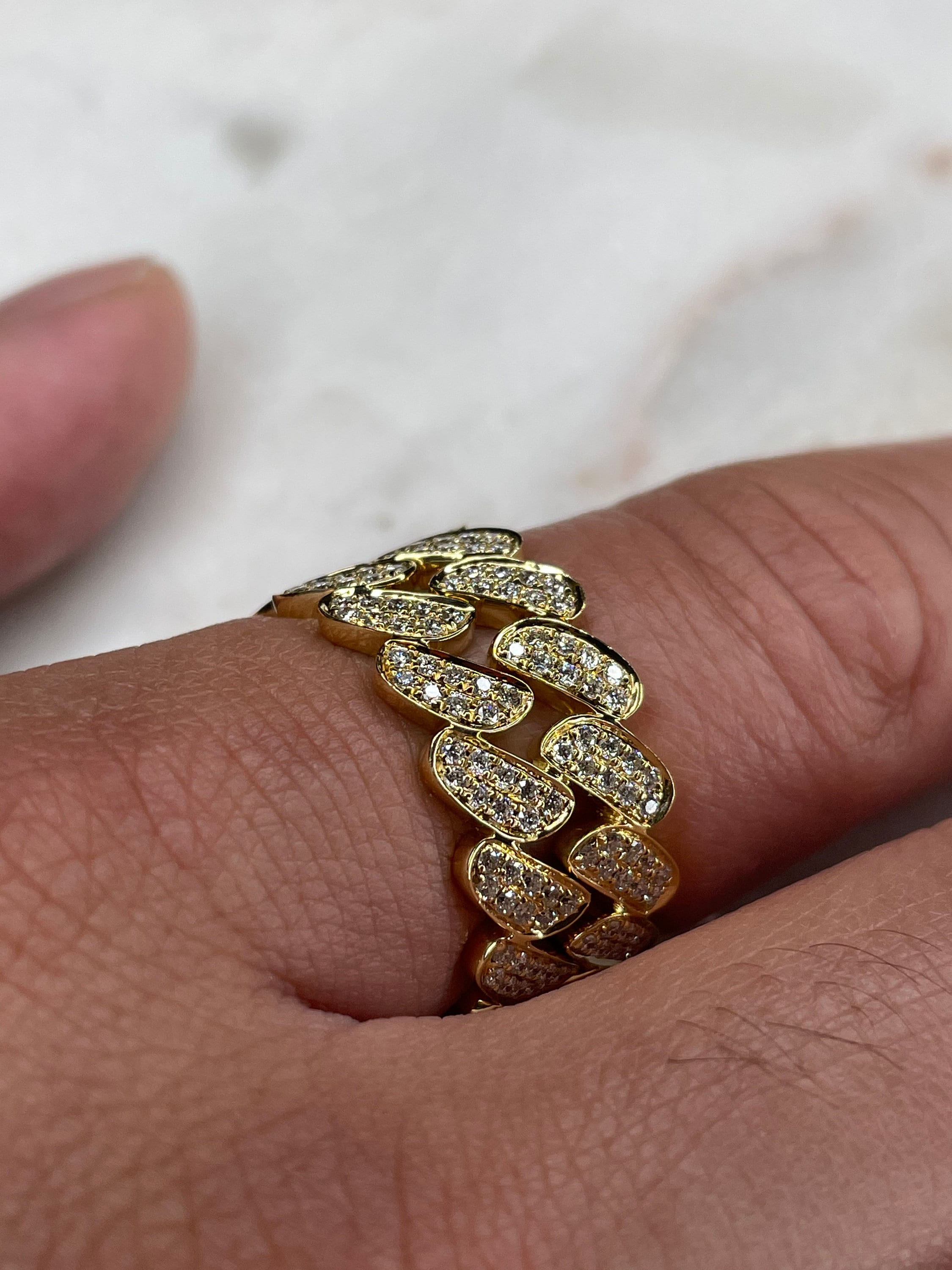 14k Men chain Cuban ring unique cuban ring diamond pave Etsy