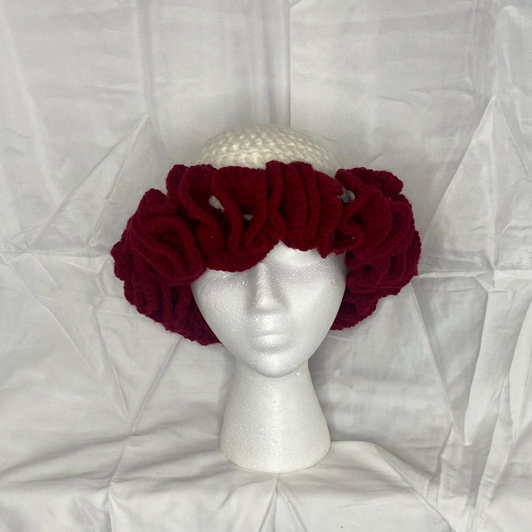 Hat Ruffles Red Crocheted Ruffled Hat - Etsy