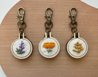 wildflower hand embroidered keychains/charms