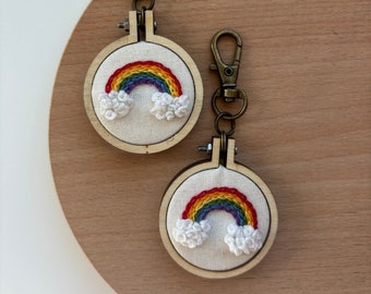 rainbow hand embroidered keychains/charms