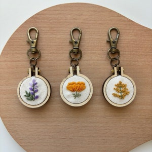 wildflower hand embroidered keychains/charms