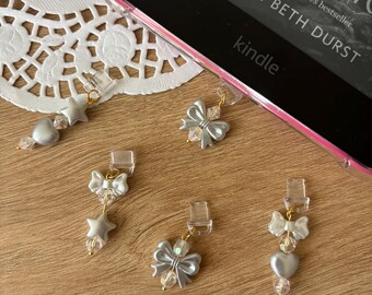 coquette white charger charms - laptop, kindle, phone, iPad, Nintendo switch