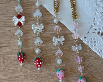 strawberry car charm - car charm, room charm, cottage core, whimsical