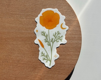 California Poppy wildflower Vinyl Sticker