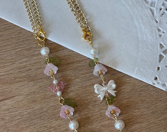 pink floral car charm - car charm, room charm, cottage core, whimsical