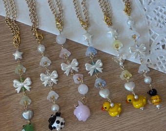 hanging animal charms - car charm, room charm, cottage core, whimsical