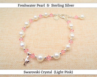 Freshwater Pearl Silver Bracelet, First Communion Bracelet, Baptism Bracelet, Baptism Gift, First Communion Gift Girl, Flower Girl Bracelet