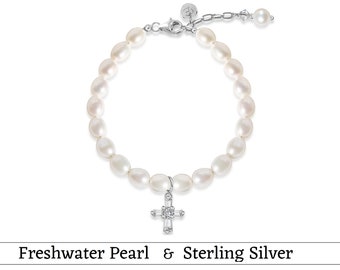 Real Pearl Bracelet, First Communion bracelet, First Communion Gift Girl, Christening Gift, Flower Girl Gift, Communion bracelet