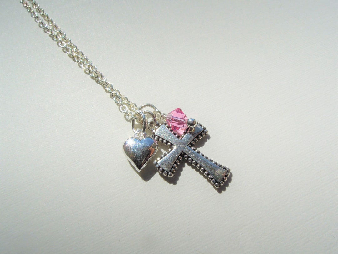 Cross Necklace, Girl Cross Necklace, Silver Cross Necklace, First