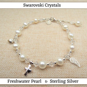 Real Pearl Bracelet, First Communion Gift Girl, First Communion Bracelet, Baptism Bracelet, Baptism Gift, Christening Gift, Flower Girl Gift