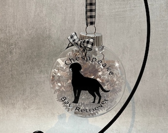 Chesapeake Bay Retriever Ornament, Chessie Dog Ornament, Custom personalized family pet ornament, Christmas Tree Dog Ornament