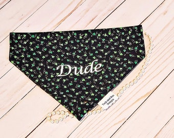 Gold and Green Shamrock Personalized Over the Collar Dog Bandana/Cat Bandana