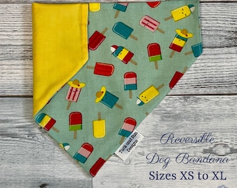 Popsicle over the collar reversible dog bandana//Personalized dog bandana//Funny dog bandana//dog lover gift//custom dog scarf