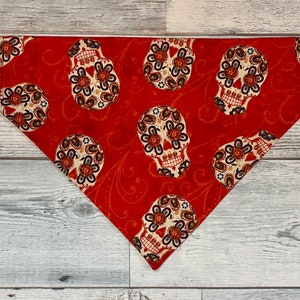 Sugar Skulls over the collar Halloween dog bandana//Personalized dog bandana//Funny dog bandana//dog lover gift//custom dog scarf