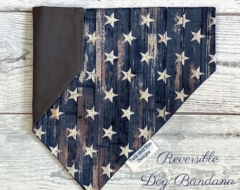 Faded Stars Dog Bandana personalized with your pet's name/cat bandana/over the collar/Fourth of July/Patriotic